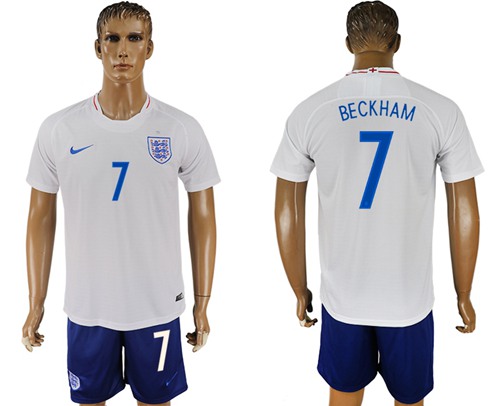 England #7 Beckham Home Soccer Country Jersey